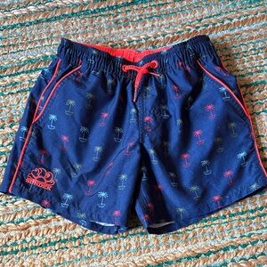 Boy’s Sundek Blue Swim Shorts with Multicolor Palm Print